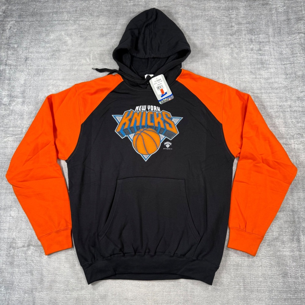 New York Knicks Sweatshirt Mens Medium Black VTG Y2K 2 Tone Hoodie VF Imagewear
